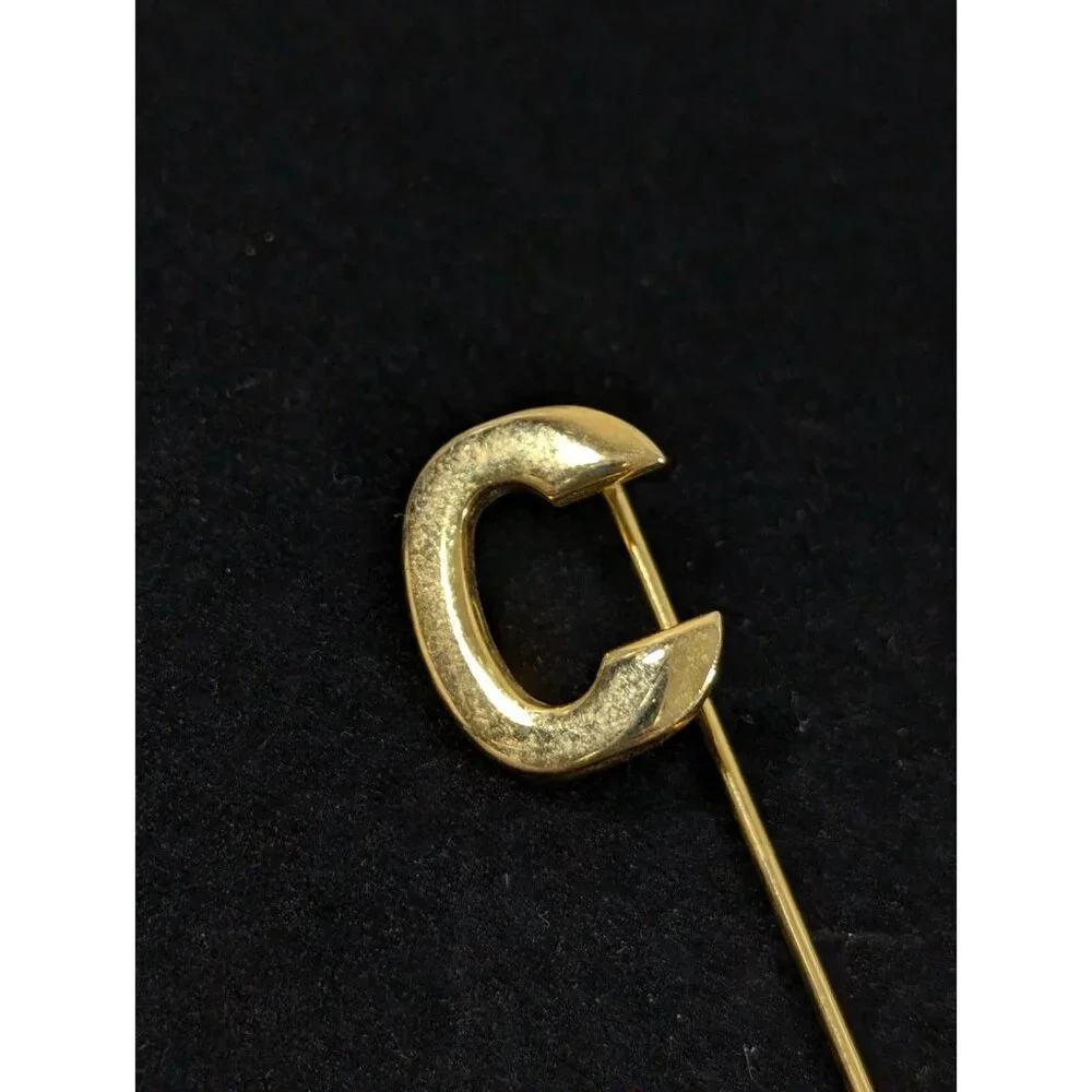 Vintage Gold Tone Initial‎ Letter C Monogram Stick Pin